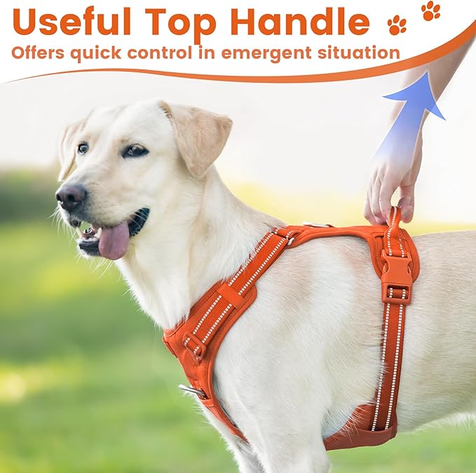 No Pull Dog Harness, Reflective Puppy Vest for Small Medium Large Sized Dog(Orange,XL)