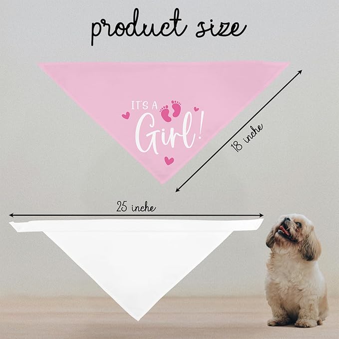 It's A Girl Gender Reveal Baby Announcement Pregnancy Announcement Dog Bandana Dogs Triangle Scarf Baby Announcement Photo Prop Pet Scarf Accessories for Pet Dog Lovers Gifts - Pink