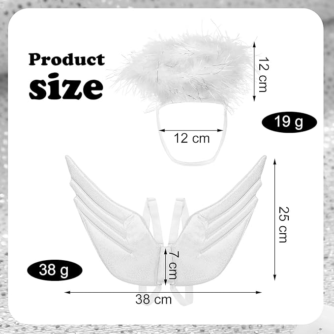 Pet Halloween Costume Angel Dog Costume Wings and Dog Devil Cat Angel Devil Cosplay Outfit Fits Many Pets for Christmas, Halloween Parties, Gifts for Dog & Cat Lovers(White, Black)