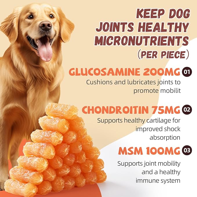 Dog Treats Chicken Sausage, Natural Chicken Jerky Training Treats with Glucosamine, Chondroitin, MSM and Taurine, Low Fat Soft Chewy Snacks for Small Medium Dogs, 10.6oz