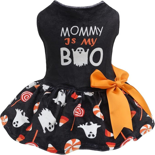 CuteBone Velvet Dog Dresses Halloween for Small Dogs, Stylish & Soft Fabric, Comfortable Fit for Everyday Wear, Perfect for Special Occasions NCVA14XS-D