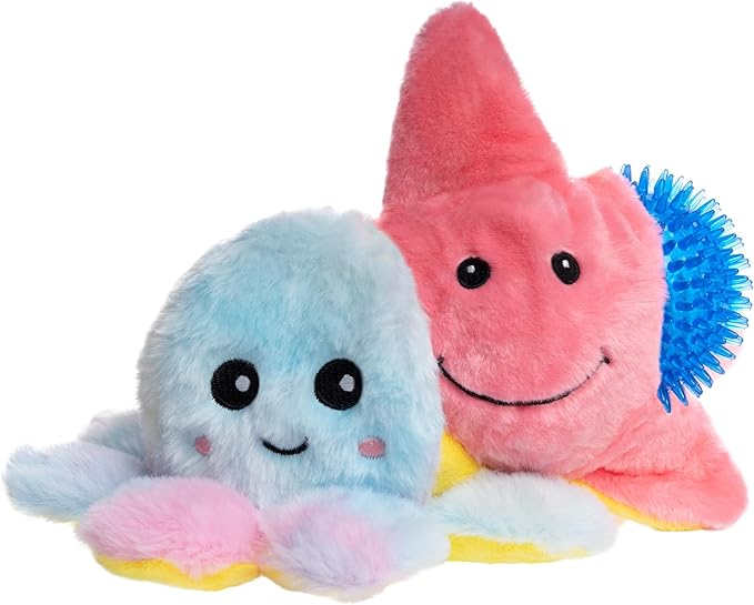 Flourish Pets 3 in 1 Multi-Layer Chew Toy for Active Dogs | Non-Toxic BPA Free Double Stitched Soft Fabric Exterior Dog Toys | Long-Lasting Dog Plush Toys –Large Octopus 5"