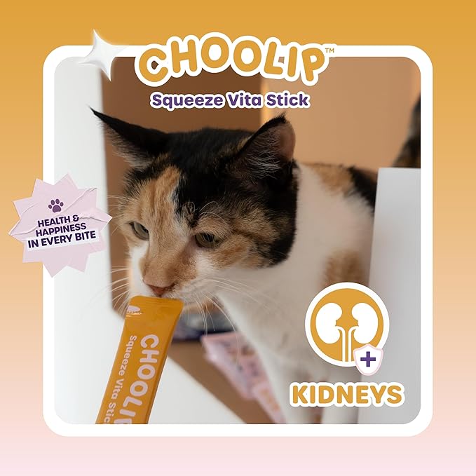 Squeeze Vita Stick Lickable Cat and Dog Treats – 7-Count Kidney Support Sticks with Multivitamins, Soft Squeezable Paste for All Life Stages, Supporting Kidney Health