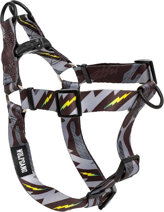 Wolfgang Heavy Duty Adjustable Dog Harness, Pull-Tested to Over 800 lbs for Walking & Training, DarkSkies Print, Medium