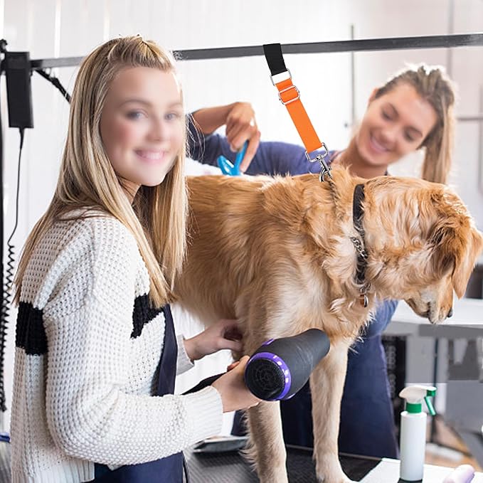 Pet Dog Grooming Table Arm Accessories Dog Grooming Loops for Table Arm Extender Adjustable Extension Loop Bathing Restraint Leash for Small & Medium Dogs (Yellow & Orange)