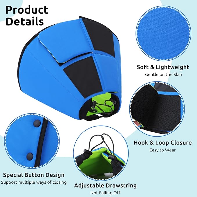 Queenmore Dog Cone XL, Soft Dog Cones for Large Dogs After Surgery, Cone for Dogs to Stop Licking, Elizabethan Collar for Pet, Alternative to Recovery Collar for Large Breeds, Blue&Green XL