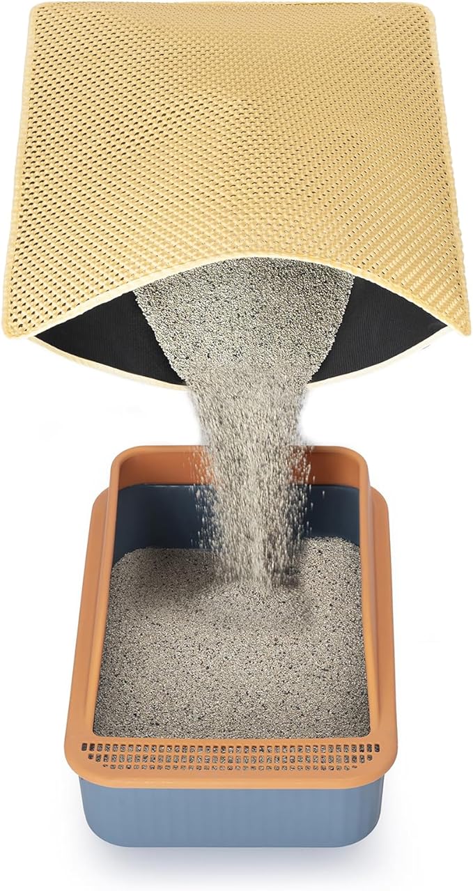 Cat Litter Mat,32"x22" Litter Box Mat,2 Layer Litter Trapping Mat for indoor cats,Litter Catcher Mats for kitty Pet,Cat Rug. Non-Slip Waterproof Urine Proof, Collapsable