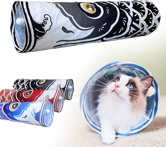 Cat Tunnel for Indoor Cats Interactive, Collapsible Tube for Cats Kittens Rabbits Puppies Crinkle Pop Up,10'' Dia, 36'' L,Black
