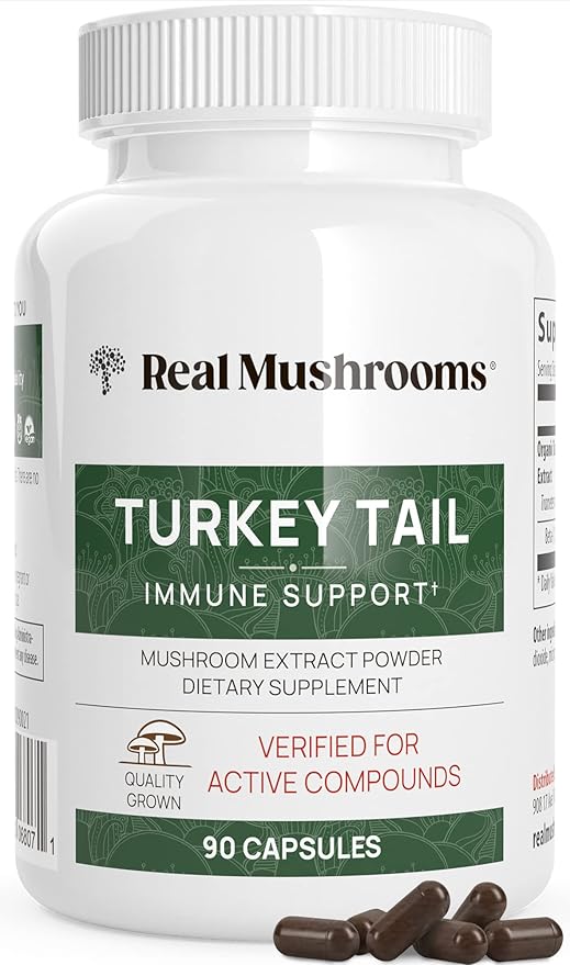 Real Mushrooms Turkey Tail Capsules – Organic Mushroom Extract for Wellness & Daily Rhythm – Vegan, Non-GMO, No Fillers Turkey Tail Extract – 90 Count Mushroom Supplement