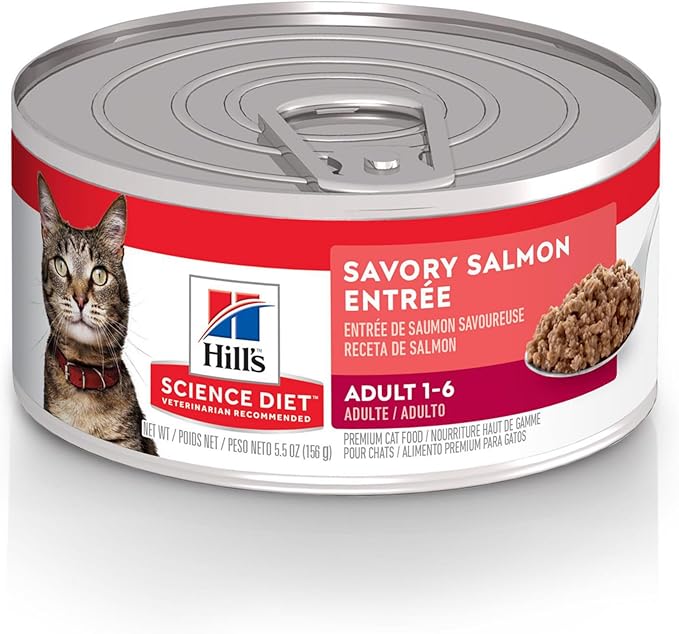 Hill's Science Diet Adult 1-6, Adult 1-6 Premium Nutrition, Wet Cat Food, Salmon Minced, 5.5 oz Can, Case of 24