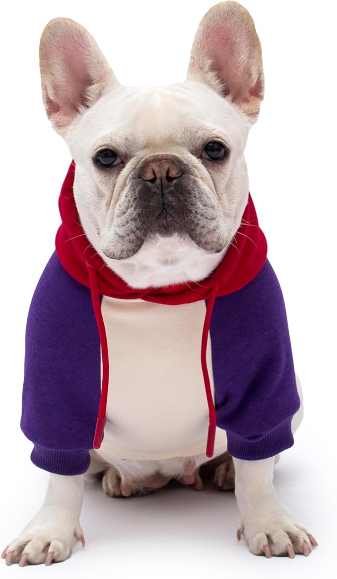 Color Block Dog Hoodie Dog Clothes Extra Warm Fleece Lining Stretchy Fit for Small Medium Large Dogs (Purple Cream, XXX-Large)