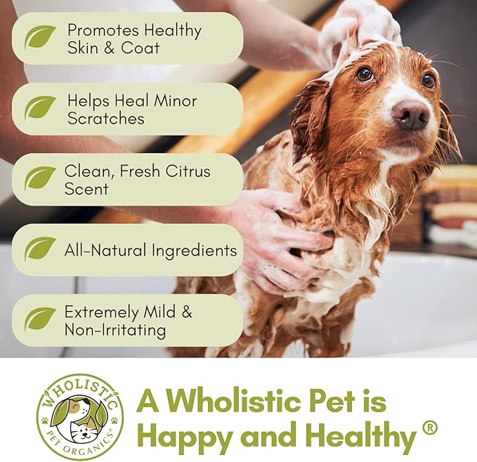 Wholistic Pet Organics Pet Shampoo Concentrate: Heavenly Herbal Organic Dog Shampoo and Conditioner - All Natural Puppy and Cat Shampoo for Dry, Itchy Skin, Allergies, Dandruff