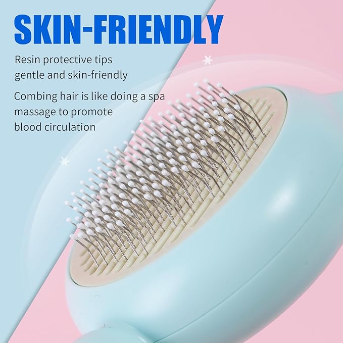 Cat Brush Dog brushes with Release Button for Shedding Grooming, suit for Long or Medium Haired Cats, Lightweight Skin Friendly Pet Brush Hair Removal Comb Brushes for Kitten