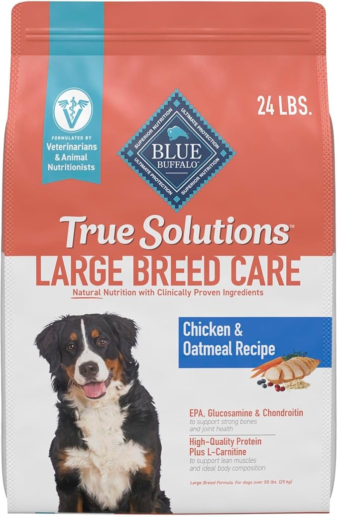 Blue Buffalo True Solutions Large Breed Care Natural Dry Dog Food for Adult Large Breed Dogs, Chicken, 24-lb. Bag