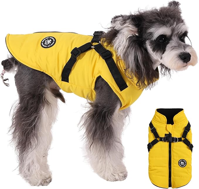 Norbi Dog Winter Jacket with Built-in Harness - Adjustable Warm Coats for Small, Medium, Large Dogs - Cold Weather Protection