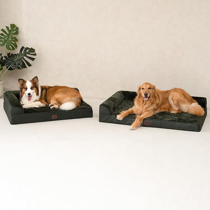 EHEYCIGA Memory Foam Dog Bed Medium Sized Dogs, Waterproof Dog Bed Orthopedic with Washable Removable Cover, Non-Slip Pet Bed Couch for Crate, 30x20x6 Inches, Dark Green