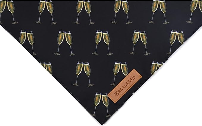Realeaf New Year Dog Bandanas 2 Pack, Cheers to The New Year Dog Scarf for Boy and Girl, Premium Durable Fabric, Holiday Bandana for Small and Medium Dogs Cats Pets (Small)