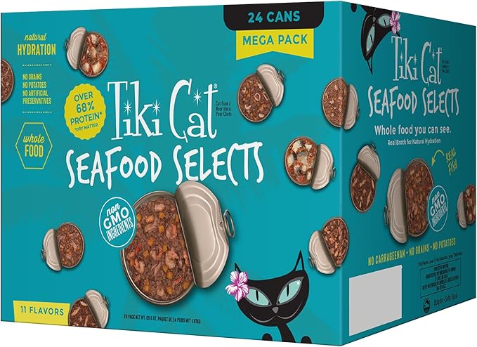 Tiki Cat® Wet Cat Food Mega Pack, Seafood Selects , 2.8/3 oz. Can (24 Count)
