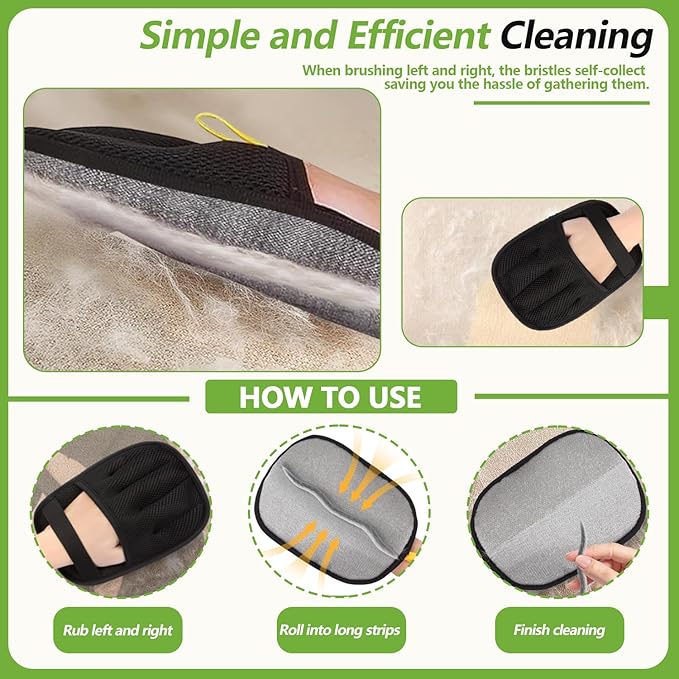 Pet Hair Removal Glove for Cats and Dogs - Electrostatic Pet Hair Remover Glove | Reusable Brush Pet Hair Remover for Couch, Carpet, Car Seat & Laundry