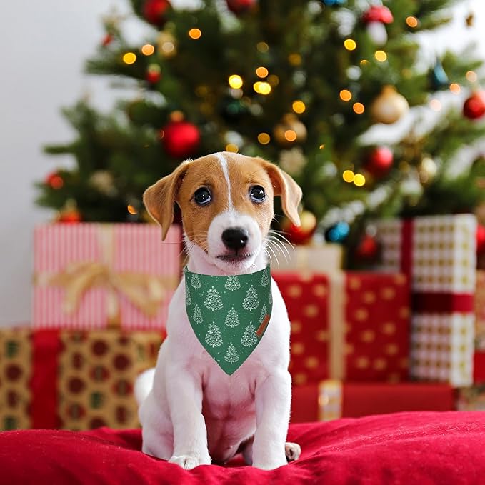 ADOGGYGO Dog Bandana Christmas Pet Scarf Bib Kerchief, Premium Durable Fabric, Multiple Sizes Offered, Red Green Christmas Bandanas Costumes for Small Dogs Cats Pets (Small)