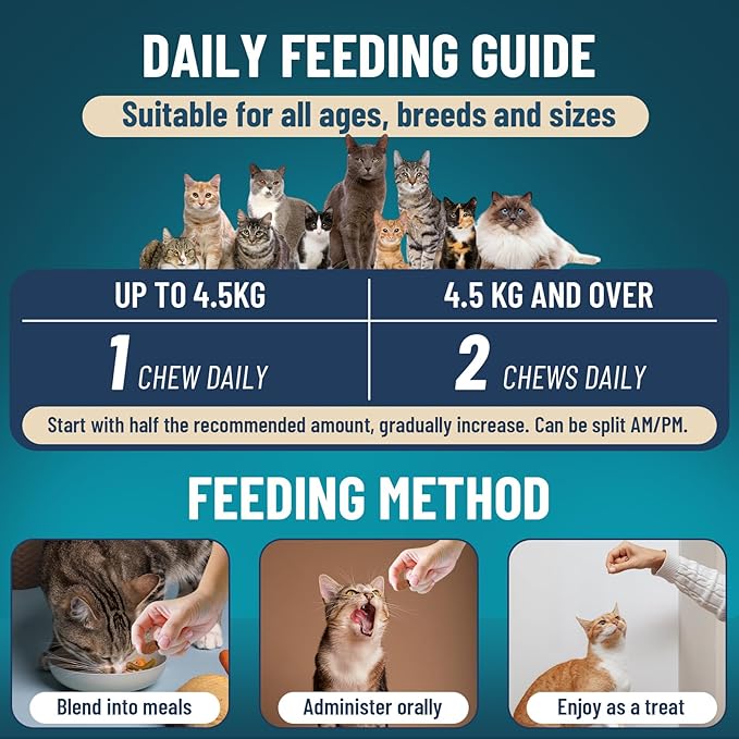 Flea and Tick Prevention for Cats Chewable, 200 Treats Natural Cat Flea Treatment, Skin & Digestive Support Oral Supplement Chew Flea and Tick Treatment for Cat Kitten All Breeds & Ages, Salmon Flavor