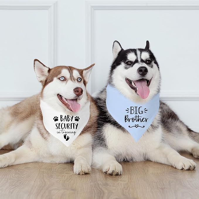 Big Sister&Baby Security in Training Dog Bandana, Dog Bandanas for Dogs Pet Accessories for Dogs Lovers Pregnancy Reveal Ideas, Soft Triangle Scarf for Small Medium Large Dogs (Big Brother Blue)
