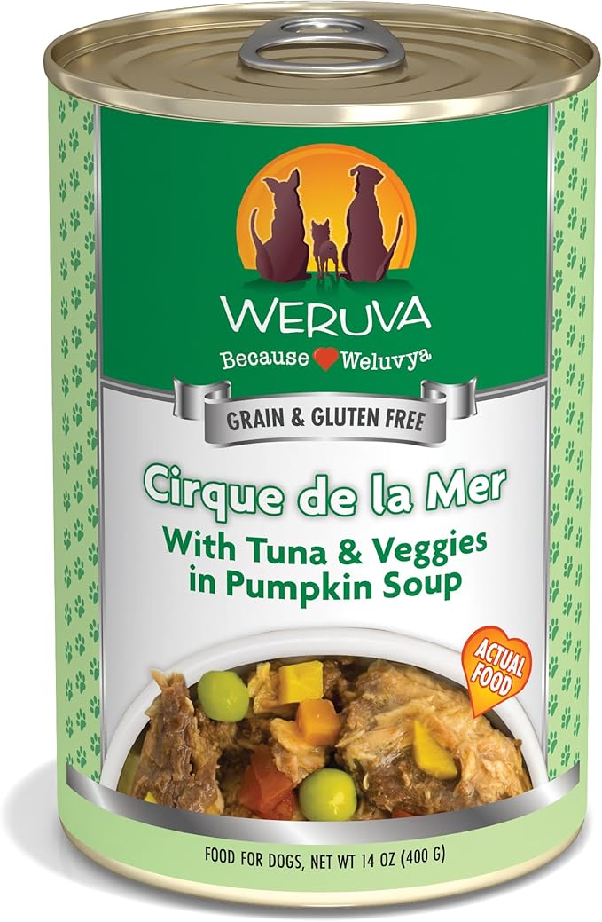 Weruva Classic Dog Food, Cirque de la Mer with Tuna & Veggies in Gravy, 14oz Can (Pack of 12)