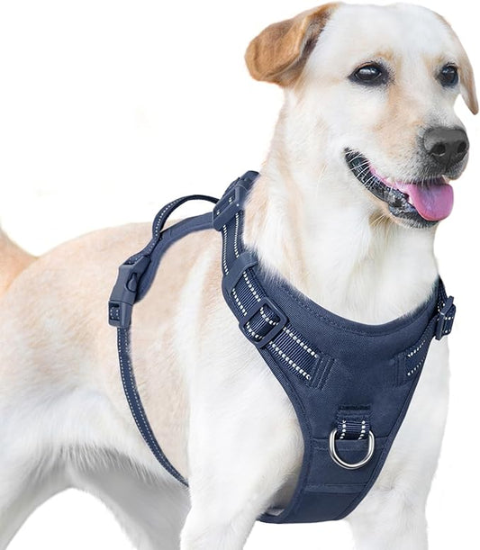 No Pull Dog Harness, Reflective Puppy Vest for Small Medium Large Sized Dog(Prussian Blue,L)