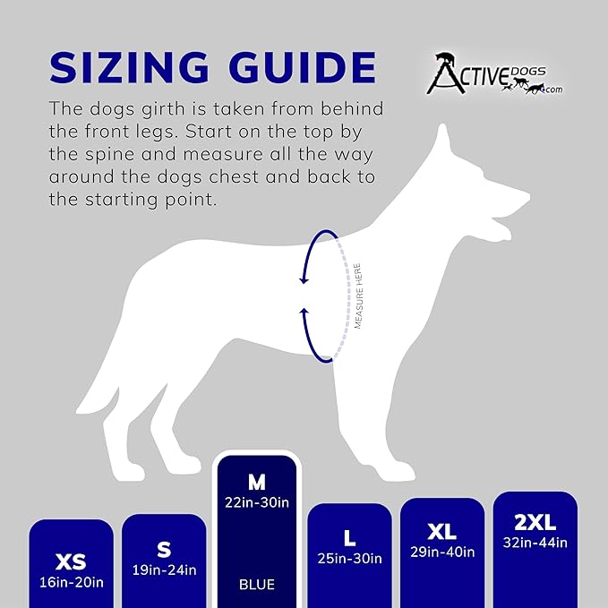 ActiveDogs Full Service Dog Kit - Medium Blue - Service Vest Harness with Handle, ID Holder, ADA Cards, Medical Alert Keychain, Leash & Patches
