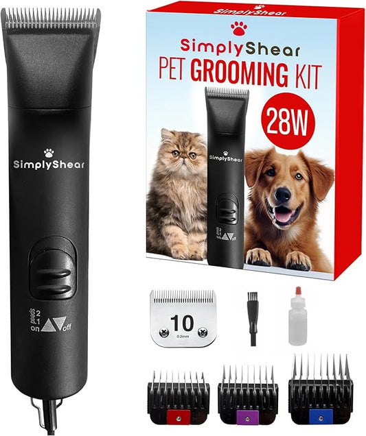 Premium Dog Clippers for Grooming, High-Performance 2-Speed Corded Shears with Metal Comb Attachments, Quiet and Reliable Grooming Kit for Dogs and Cats