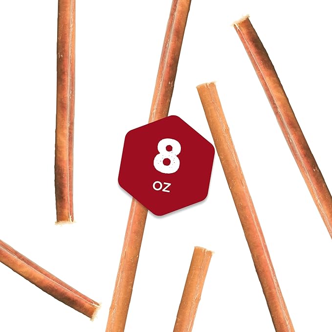 Best Bully Sticks 12 Inch Bully Sticks - 8 oz (Pack of 1) - Natural Grass-Fed, Grain and Rawhide Free, Perfect for Medium or Large Canines