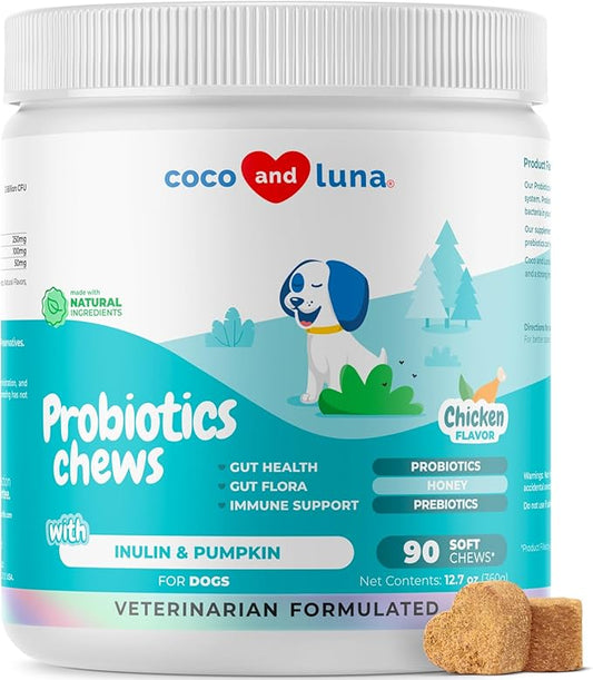 Probiotics for Dogs Digestive Health - Support Gut Health, Diarrhea, Gas, & Seasonal Allergies - with Honey, Pumpkin and Prebiotics for Digestive Support, Bad Dog Breath & Constipation