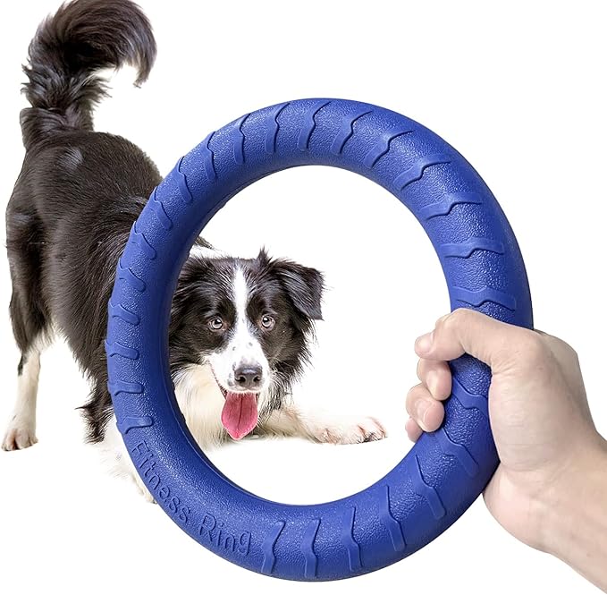 Blue Indestructible Dog Toys for Aggressive Chewers Flying Discs for Medium/Large Breeds Dog Training Ring,