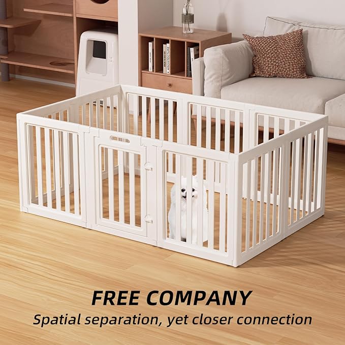 Clear Dog Play Pen,Pet Playpen with Door,Easy to Clean and Install Puppy pens for Both Indoor and Outdoor use (White, 23.6" Height, 12)