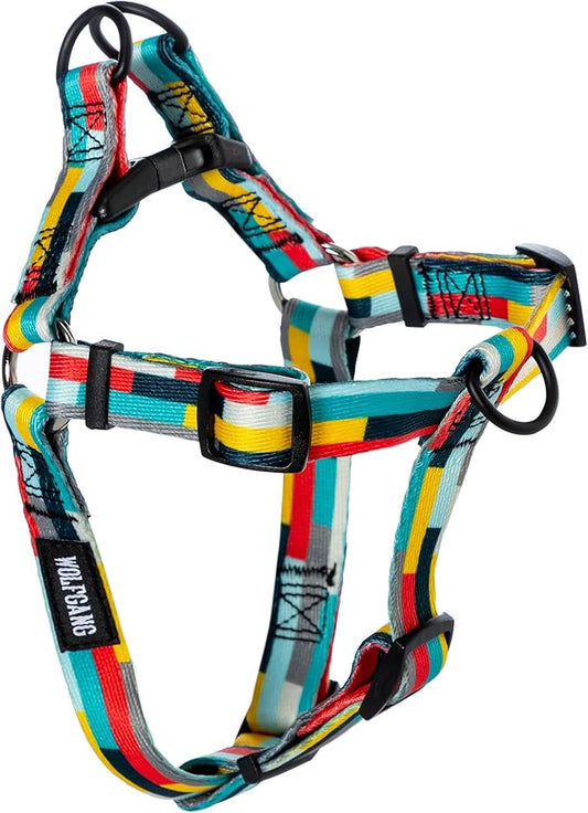 Wolfgang Heavy Duty Adjustable Dog Harness, Pull-Tested to Over 800 lbs for Walking & Training, Mixtape Print, Small