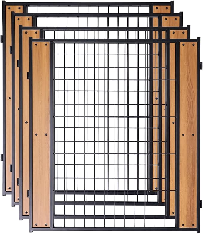 Heavy Duty Dog Playpen 32 Inch Height - Indoor Outdoor Pet Fence Enclosure for Medium and Small Dogs - Foldable Puppy Exercise Pen for Indoor and RV Camping or Yard (4 Panels, 32" H (Oak))