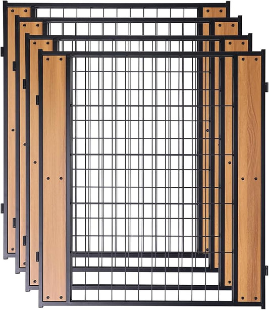 Heavy Duty Dog Playpen 32 Inch Height - Indoor Outdoor Pet Fence Enclosure for Medium and Small Dogs - Foldable Puppy Exercise Pen for Indoor and RV Camping or Yard (4 Panels, 32" H (Oak))