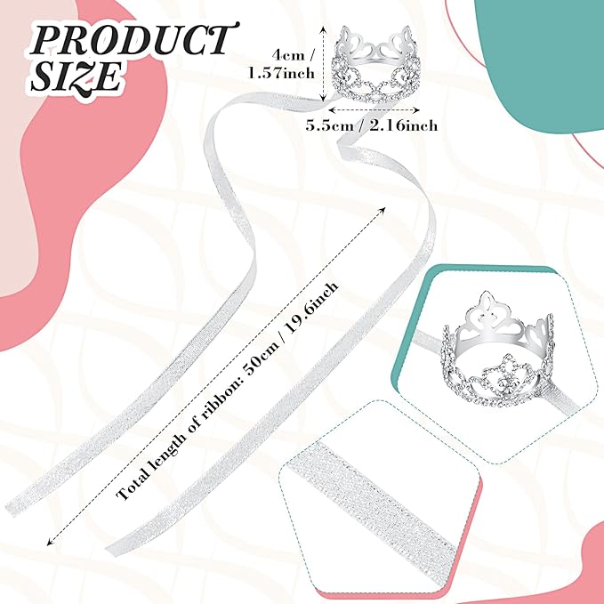 2 Pcs Dog Crown Headband Dog Tutu Dress Set Crystal Rhinestone Tiara Crown Tutu Skirt Pet Dress Costume for Puppy Birthday Party Wedding Photo Prop Costume(Medium,White)