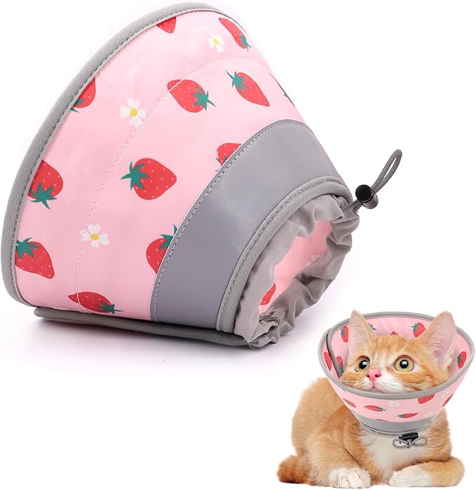 Cat Cone Collar Soft, Comfortable Cat Recovery Collar Pet Cone for Small Large Cats, Lightweight Elizabethan Collar for Cats Kittens After Surgery Prevent from Licking Wounds, Pink, S