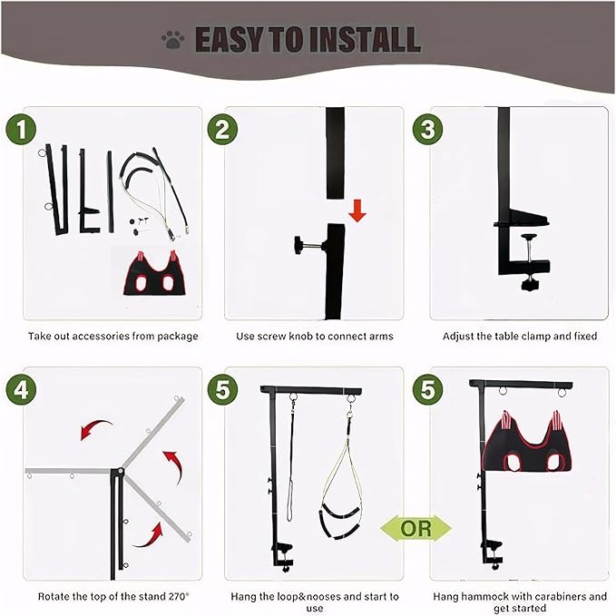 Dog Grooming Slings for Small Dogs, Pet Supplies Grooming Table for Dogs at Home, Dog Hanging Harness Holder for Grooming Table, and Small pet Grooming Nail Trimming.