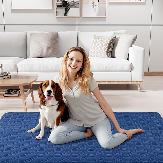 Smiry Waterproof Dog Blanket, 30x53 Inch Soft Pet Bed Cover Reversible, Washable Sofa Couch Furniture Protector for Small Medium Large Dog Puppy Cat, Navy/Blue