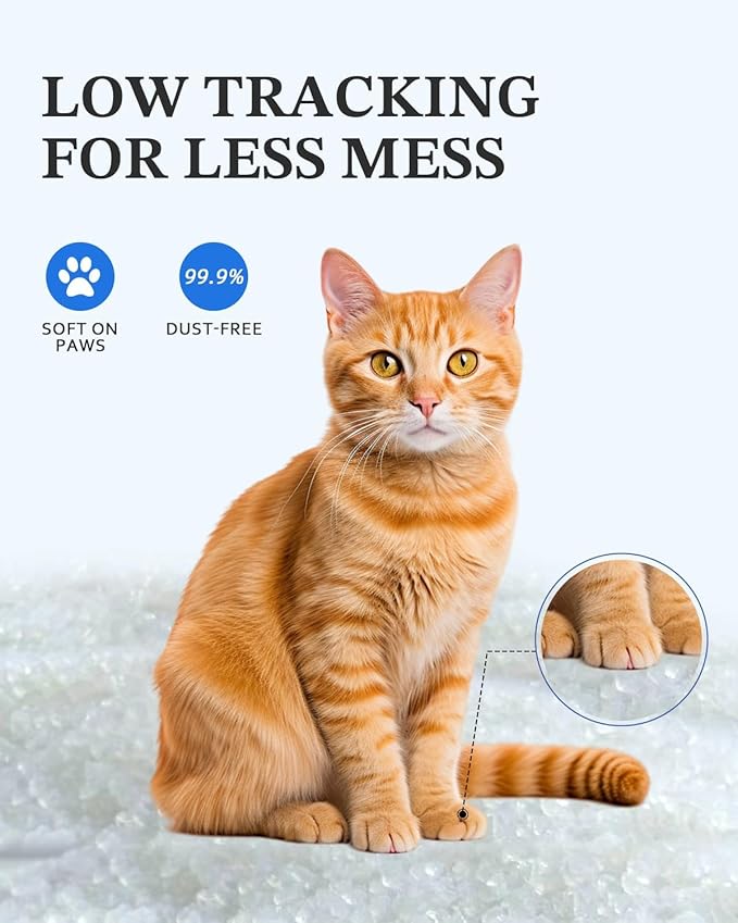 Crystal Cat Litter, 8.6 lb, Rapid Odor & Moisture Absorption Last up to 2 Months, Low Tracking for Less Mess, Unscented Non-Clumping Silica Gel
