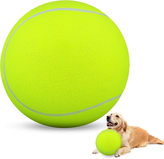 HETOO Giant Tennis Balls for Dogs: 9.5 inch Large Dog Toys- Outdoor Herding Dog Toys Balls- Big Dog Tennis Ball for Small Medium Large Dogs- Pet Toys Birthday Gift- Golden Retriever Gifts- Yellow