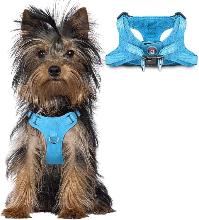 BARKBAY Dog Harness, Reflective Adjustable Puppy No Pull Harness, Breathable Soft, Blue, XXS