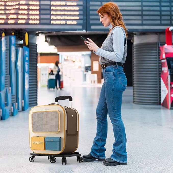 Pet Backpack with Wheels, Comfort Cat Backpack Removable Rolling Wheels, Pet Rolling Carrier, Dog Backpack Great for Travel/Hiking/Outdoor Use(Blue)