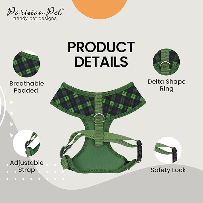 Parisian Pet Dog Harness - Adjustable Bright Green Dog Vest Harness - No Choke, Soft Padded, and No Pull Puppy Harness - Cooling Dog Harness for Large Dogs - Idle for Walking, Running, and Hiking - L