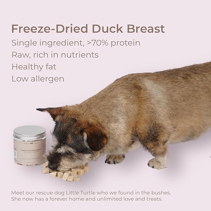 BLACK FOX Freeze-Dried Duck Breast Dog Treats | Cat Treats | 2oz Single Ingredient, Raw, Healthy, All Natural, Human Grade, Recyclable Packaging
