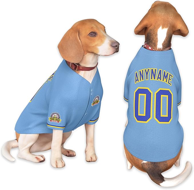 Custom Dog Baseball Jersey with Name Number Logo for Small Pet Dogs-Personalized Dog Shirts