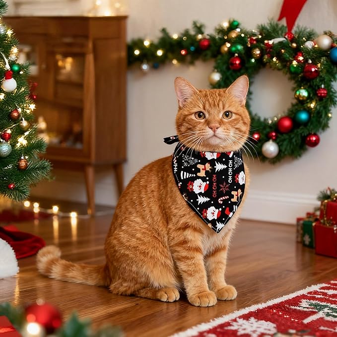 4 Pack Dog Bandana Christmas Scarf Bibs Kerchief Set Pet Christmas Costume Xmas Holiday Bandanas for Medium Large Dogs Pets (Small)