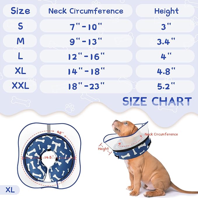 Supet Raised Inflatable Dog Cone Collar to Stop Licking, Soft Dog Cone Alternative After Surgery, Pet Neck Donut Collar for Small Medium Large Dogs